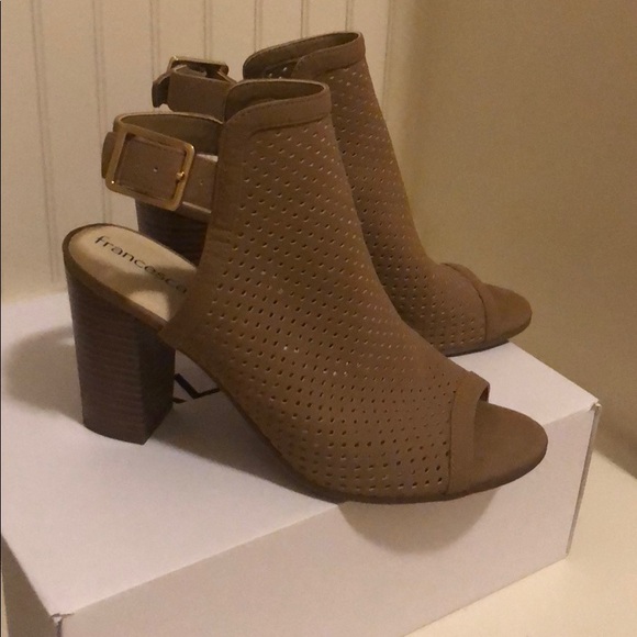 Francesca Perforated Peep Toe Shoes - Picture 1 of 7